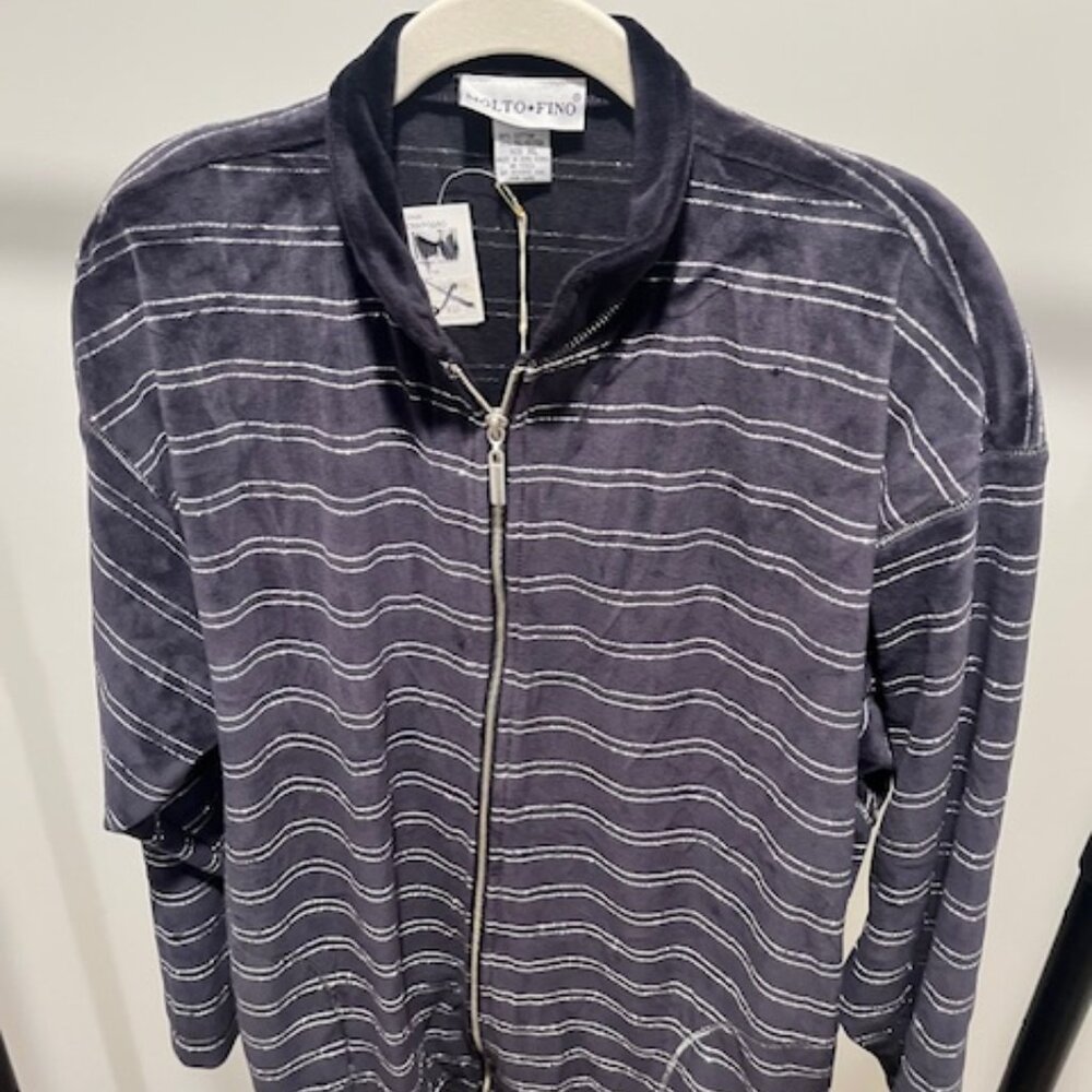 Black & Silver Collared Zip-Up Hoodie